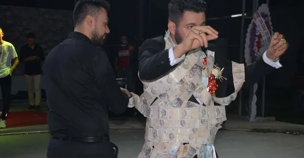 Damada 60 metre uzunluğunda takı taktılar! 5 liraları uç uca birleştirdiler