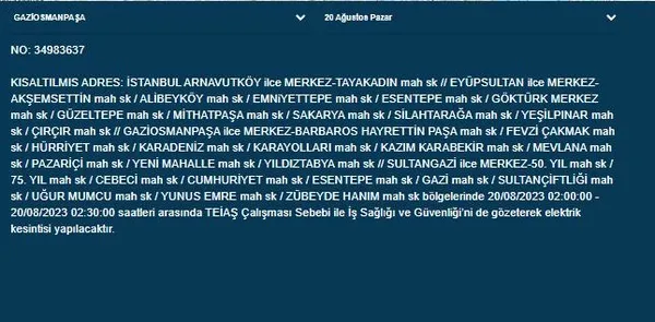 1692518468810.jpeg BEDAŞ duyurdu: İstanbul'da o ilçeler karanlığa gömülecek!-13