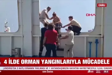 Çanakkale’de deniz yoluyla yangın tahliyesi