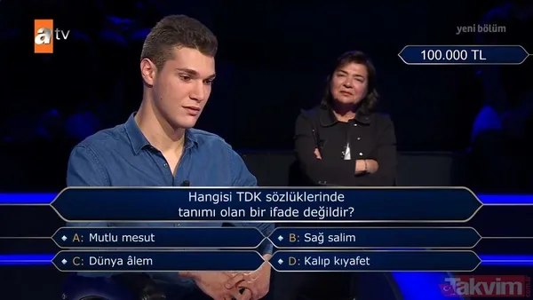 Kim Milyoner Olmak İster'e damga vuran Türkçe sorusu: Hangisi TDK sözlüklerinde tanımı olan bir ifade değildir? - 42