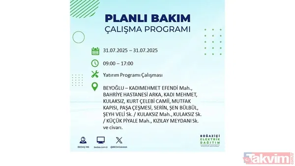İstanbul'da bugün elektrik kesilecek mi? 31 Temmuz Perşembe elektrik kesintisi yaşanacak ilçeler hangileri? - 20