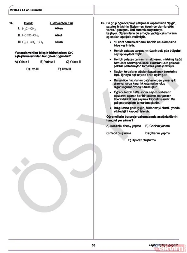 YKS çıkmış sorular ve cevaplar! 2018 YKS çıkmış sorular ve cevap anahtarı - 39