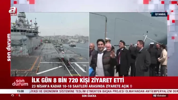 TCG Anadolu gemisine ziyaretçi akını! Önünde kuyruklar oluştu...