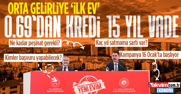 İşte Orta Gelirliye Konut Projesi'nin detayları! 0.69'dan kredi, 15 yıl vade... Bakan Nebati ve Bakan Kurum açıkladı