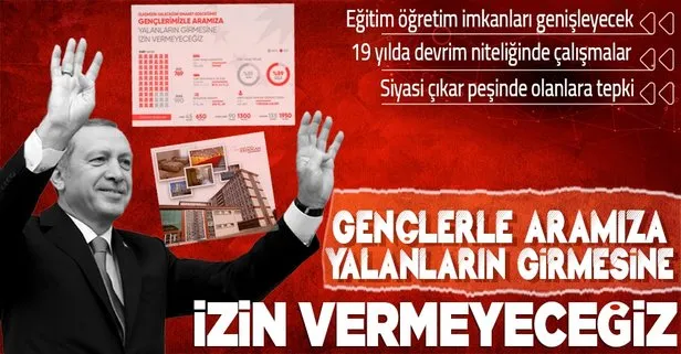 Son dakika: Başkan Recep Tayyip Erdoğan: Gençlerle aramıza yalanların girmesine izin vermeyeceğiz