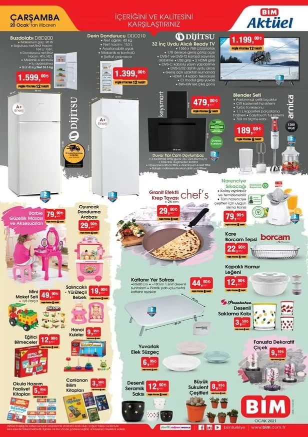 bim aktuel urunler katalogu 20 ocak carsamba yayinlandi bim aktuel urunlerde firsatlar bitmiyor televizyon kampanyasi takvim