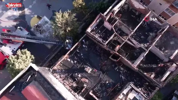 Bayrampaşa'daki yangın havadan görüntülendi