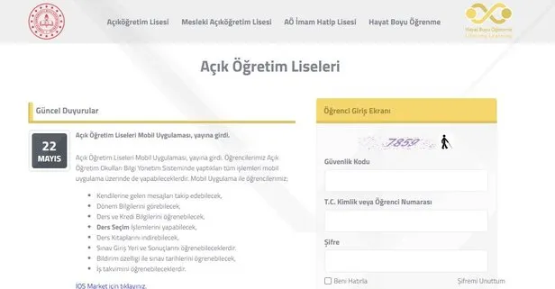 açık lise online sınav giriş