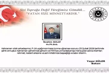 Ünlü isimlerden şehidimiz Pilot Binbaşı İbrahim Bolat’a duygusal veda: Ailesine ve ulusumuza başsağlığı diliyoruz