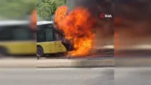 Ataşehirde İETT otobüsünde yangın çıktı