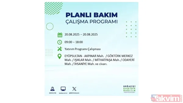 ⚫20 Ağustos 2025 İstanbul'da Elektrik Kesintisi Yaşanacak İlçe Ve Mahalleler