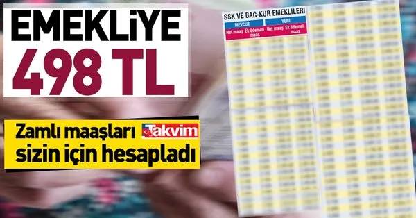 Emekliye 498 Tl Takvim