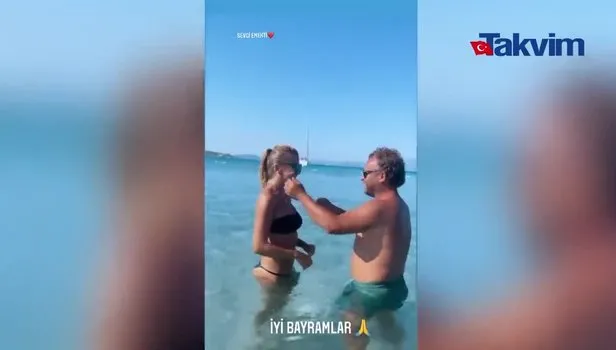 Ivana Sert, sevgilisi Sezer Dermenci ile bayramlaşması olay oldu! Denizin ortasında…