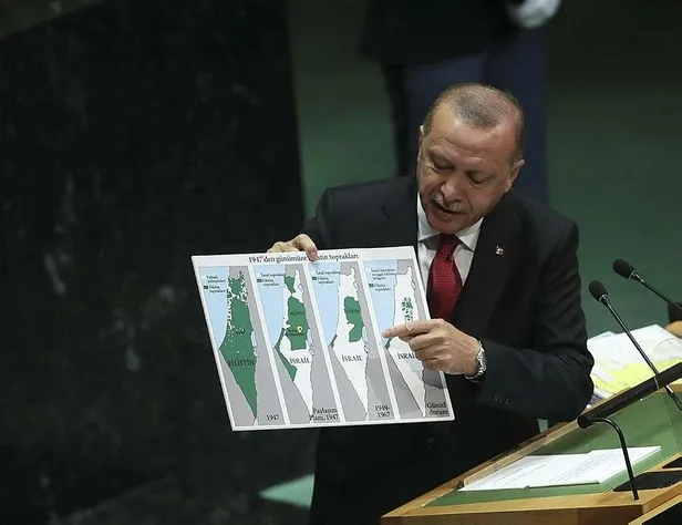 Başkan Erdoğan'ın BM kürsüsündeki haritalı İsrail çıkışı faşist Netanyahu'yu kudurttu!-1