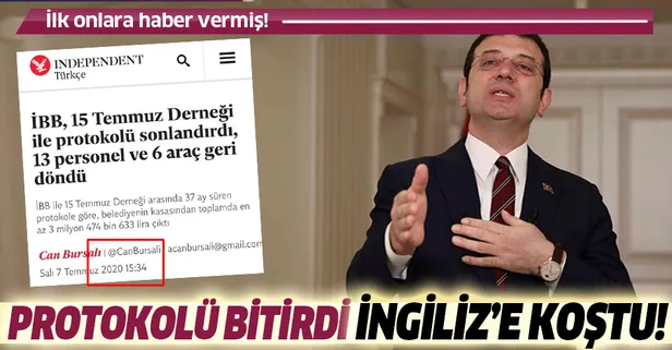 CHP'li İBB, 15 Temmuz Derneği ile arasındaki protokolü iptal ettiğini ilk Türkiye düşmanı Arap sermayeli Independent'a servis etmiş!