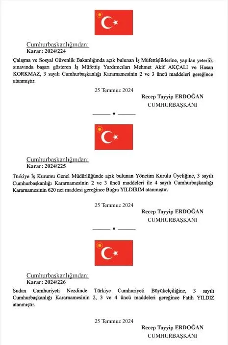 Başkan Erdoğan imzaladı: Atama ve görevden alma kararları Resmi Gazete'de-3