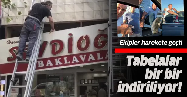 Seydioğlu Baklavaları’nın tabelaları indiriliyor...