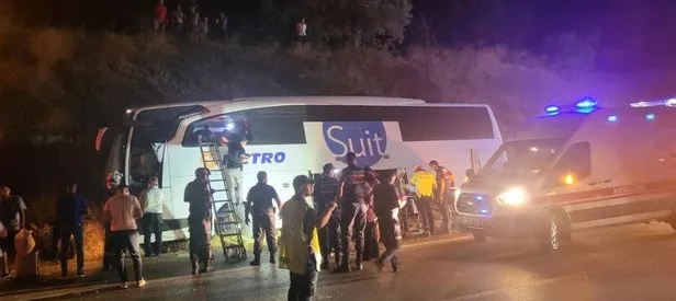 Yolcu otobüsü yoldan çıktı!