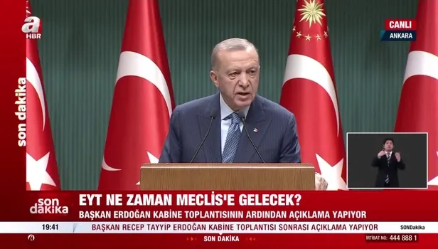 Kabine toplantısı sonrası Başkan Erdoğan'dan açıklama! EYT düzenlemesi yakında Meclis'te