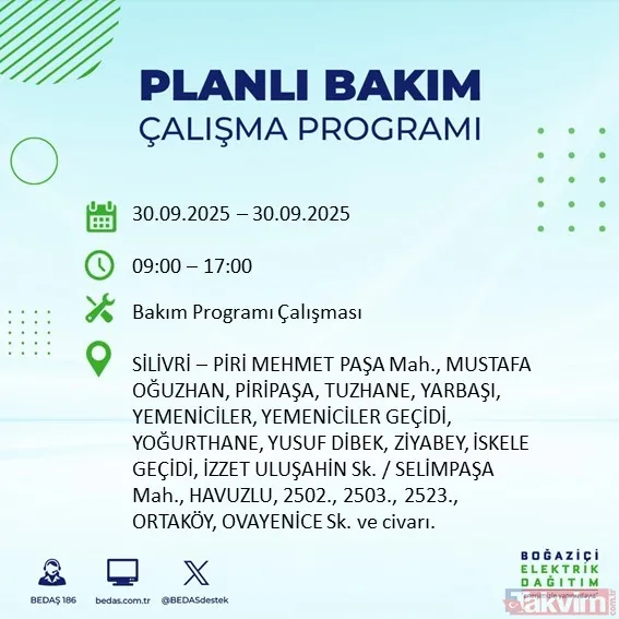 İstanbul’un 23 ilçesinde elektrikler kesilecek! 30 Eylül 2025 BEDAŞ kesinti listesi - 16