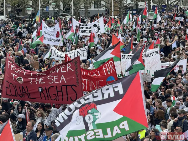 2024 Eurovision Şarkı Yarışması'nın finalinin başlamasına saatler kala on binlerce kişi soykırımcı İsrail'i protesto etti - 6