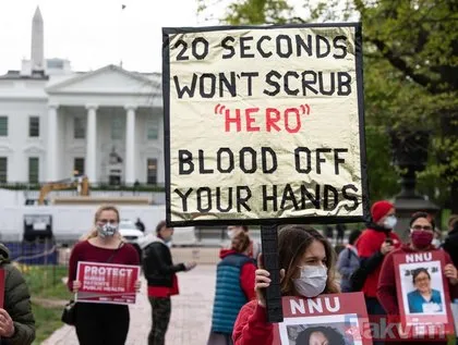 Beyaz Saray önünde ABD’li hemşirelerin koronavirüs protestosu