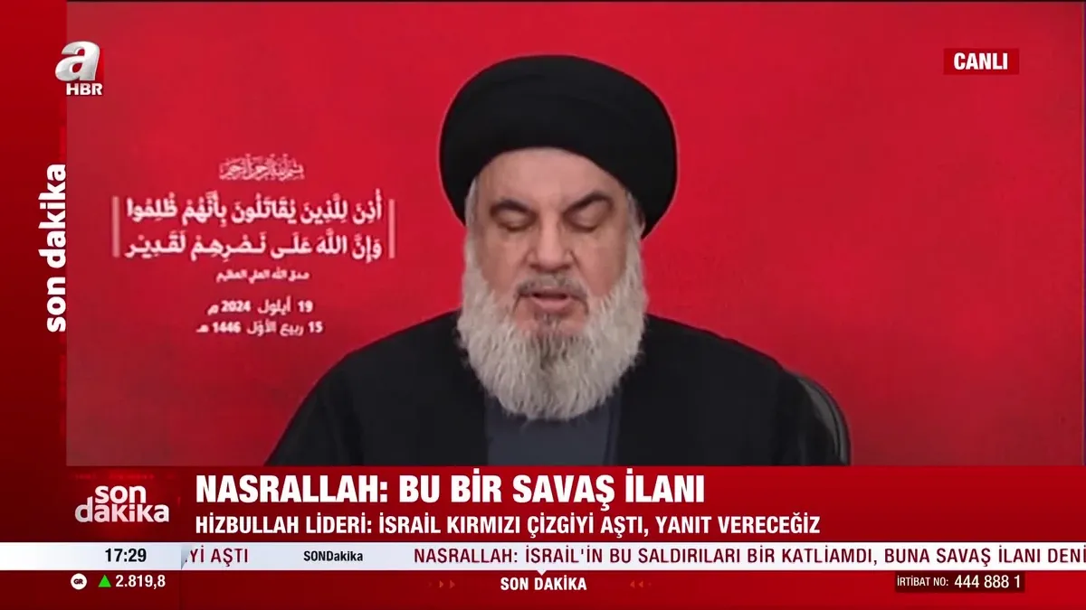 Hizbullah lideri Hasan Nasrallah: ''İsrail kızmızı çizgiyi aştı!''