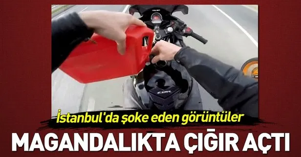 İstanbul’da motosikletli maganda şok etti! O anlar kamerada