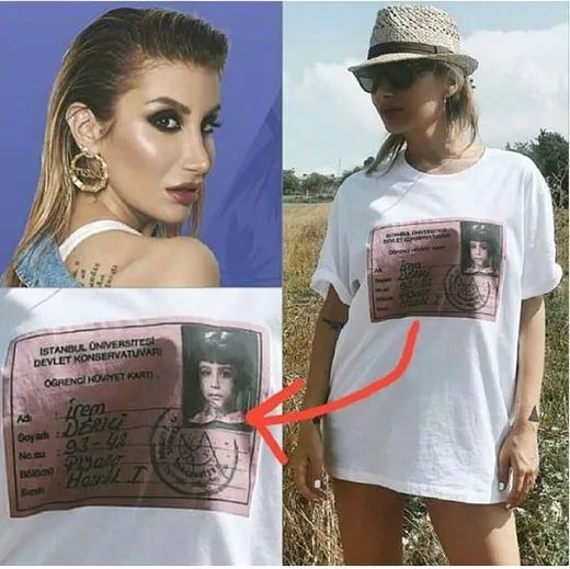 İrem Derici öğrenci kimliğini tişörtüne bastırarak nostalji yaptı-1