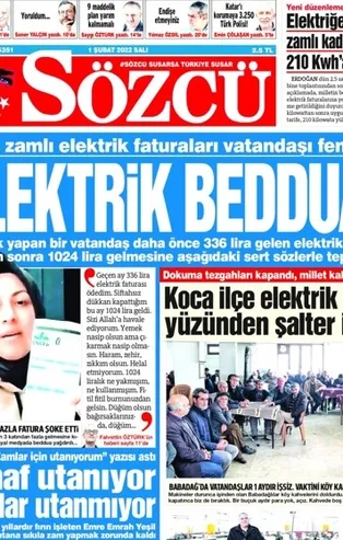 Başkan Erdoğan'ın elektrik faturası indirimi açıklamasına CHP yandaşı Sözcü'den FETÖ tarzı beddua!