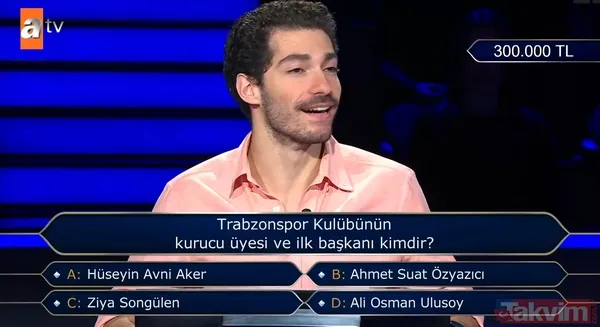 Milyoner'de geceye damga vuran 300 bin TL'lik Trabzonspor sorusu - 4