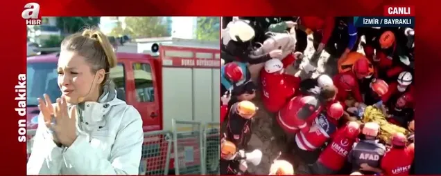 A Haber ekranında duygusal anlar! İzmir Depreminden 91 saat sonra enkaz altından kurtarılan Ayla Bebekin mutluluğu