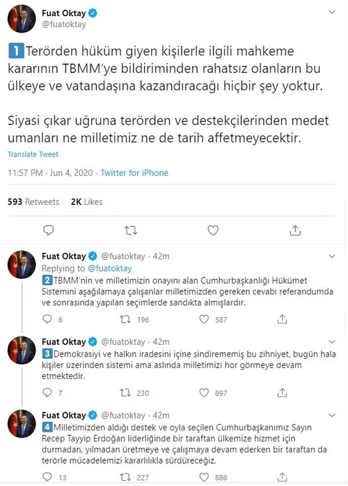 Son dakika: Cumhurbaşkanı Yardımcısı Fuat Oktay'dan kirli ittifaka sert tepki: Milletimiz affetmeyecektir-1