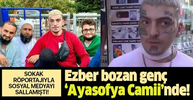 Sokak röportajıyla sosyal medyada gündem konusu olmuştu! Ezber bozan genç Ayasofya Camii’nde