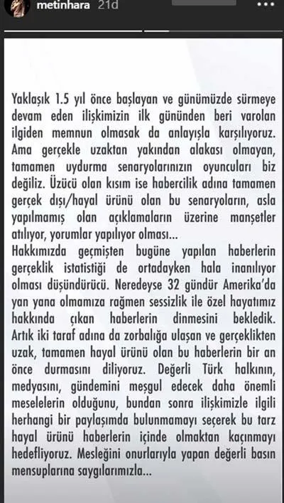 Metin Hara'dan ayrılık haberlerine cevap-2