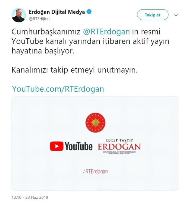 Başkan Erdoğan'ın Youtube kanalı aktif yayın hayatına başlıyor-1