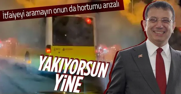 Yolda kalan İETT otobüsünden dumanlar yükseldi