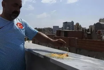 Kilis'ten gelen görüntü Türkiye'yi hayrete düşürdü: Mermerin üzerinde yumurta pişirdi