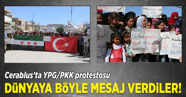 Cerablus'ta YPG/PKK protesto edildi