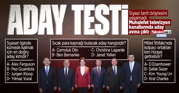 TAKVİM'den dağılan 6'lı koalisyona 'aday' testi
