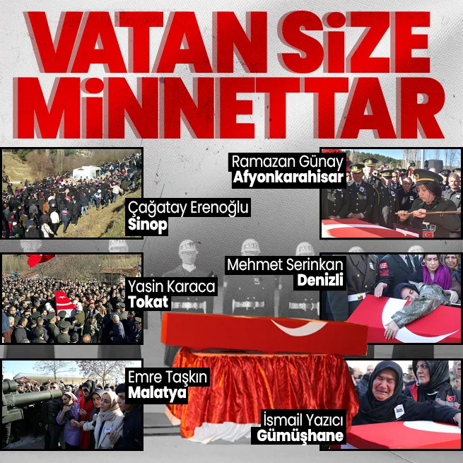 Irakın kuzeyinde şehit olan 6 asker son yolculuklarına uğurlandı: Vatan size minnettar