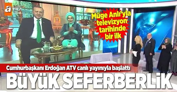 Türk televizyon tarihinde bir ilk! Erdoğan canlı yayında seferberlik başlattı
