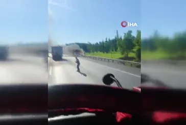 TEM Otoyolu’nda korkutan otomobil yangını