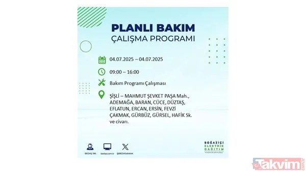 4 Temmuz'da İstanbul'da Elektrik Kesintisi Yaşanacak İlçeler