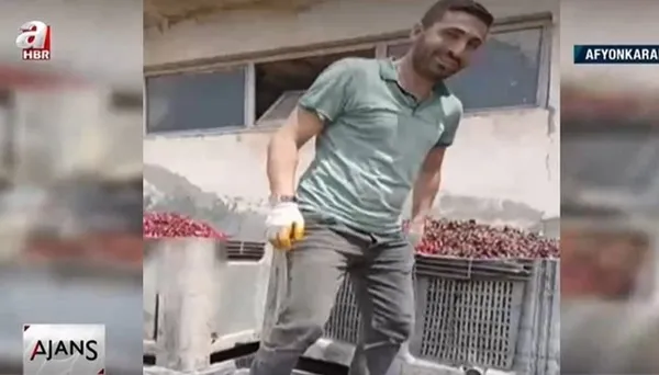 Afyonkarahisar'da meyve suyu fabrikasında isyan ettiren görüntüler! Ayakkabılarıyla meyvelerin üzerinde tepindi!-3