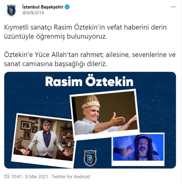 Spor dünyasından Rasim Öztekin için taziye mesajları