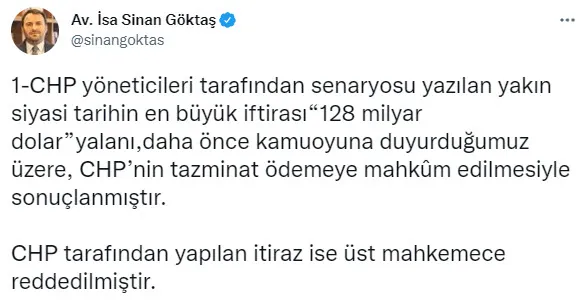 son-dakika-chpnin-128-milyar-dolar-yalani-tescillendi-ust-mahkeme-itirazi-reddetti-turkiye-sehit-yakinlari-ve-1657014984263.jpg SON DAKİKA: CHP'nin '128 milyar dolar' yalanı tescillendi! Üst mahkeme itirazı reddetti Türkiye Şehit Yakınları ve Gaziler Dayanışma Vakfı bağış yapıldı-2
