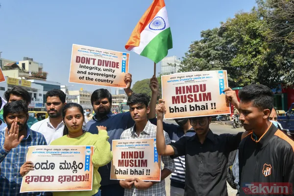 SON DAKİKA: Hindistan'ın 28 Şubat'ı! Başörtüsü yasaklarına karşı eylemler sürüyor: Bıçak taşıyan 2 kişi gözaltına alındı - 1