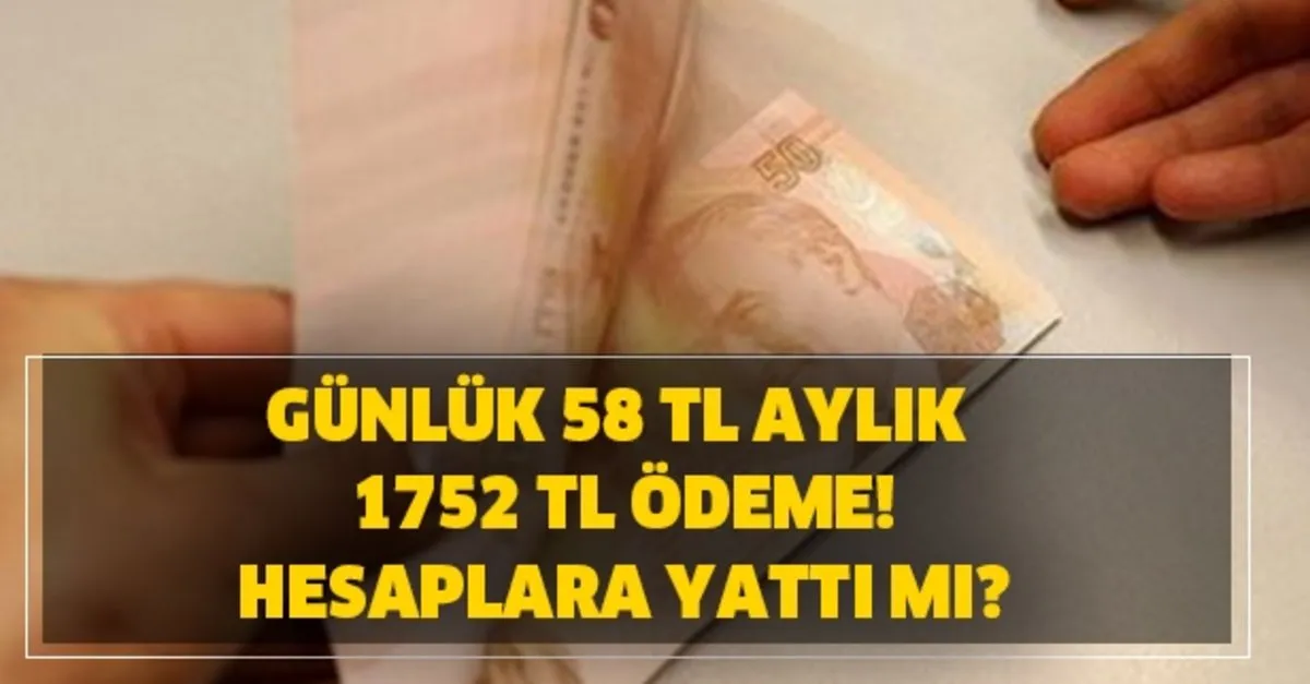 gunluk 58 tl aylik 1752 tl odeme