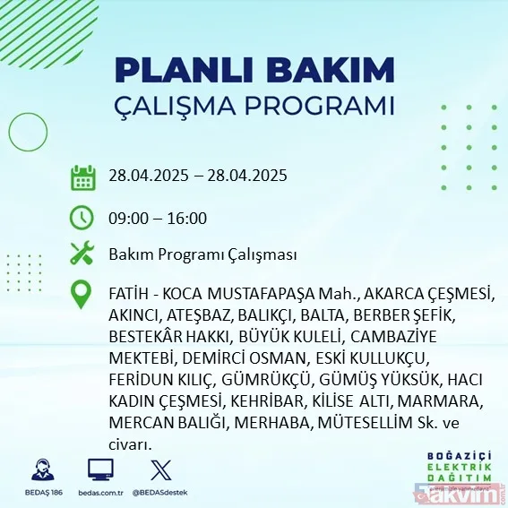 İSTANBUL ELEKTRİK KESİNTİSİ: BEDAŞ 28 Nisan 2025 Pazartesi elektriklerin gideceği ilçeleri duyurdu - 38